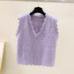 V-Neck Knitted Vest Women New Korean Fashion Sleeveless Sweaters Waistcoat for Outwear Spring Autumn 2021