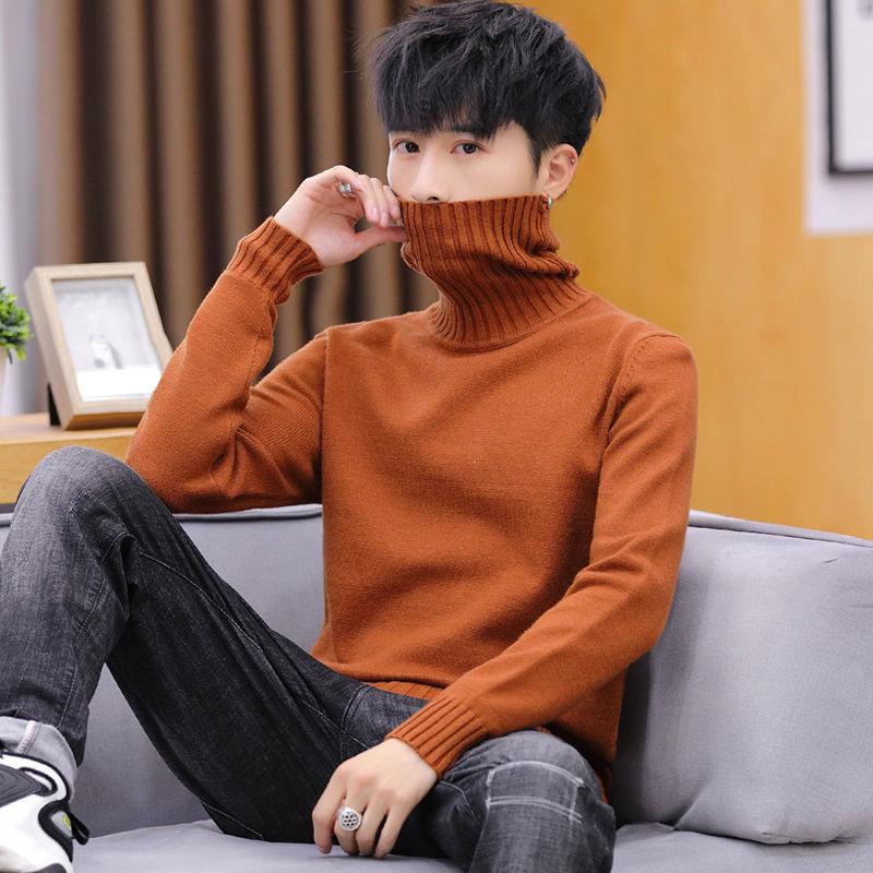 Winter Men's Fleece Sweater Bottoming Shirt Thickened Knitted Sweater Turtleneck Warm Sweater