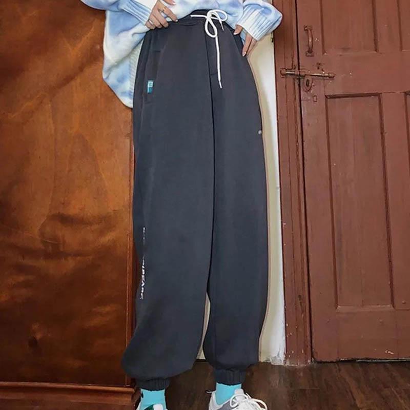 Women's Trousers with Feet Loose and Thin, All-match Trend Winter Plus Velvet Thickening Student Leisure Sports Harem Pants Guard Pants