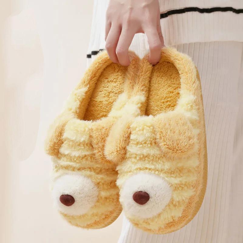 Autumn and Winter Cute Puppy Cotton Slippers Warm Flat Shoes Indoor Non-slip Cotton Shoes Soft Shoes