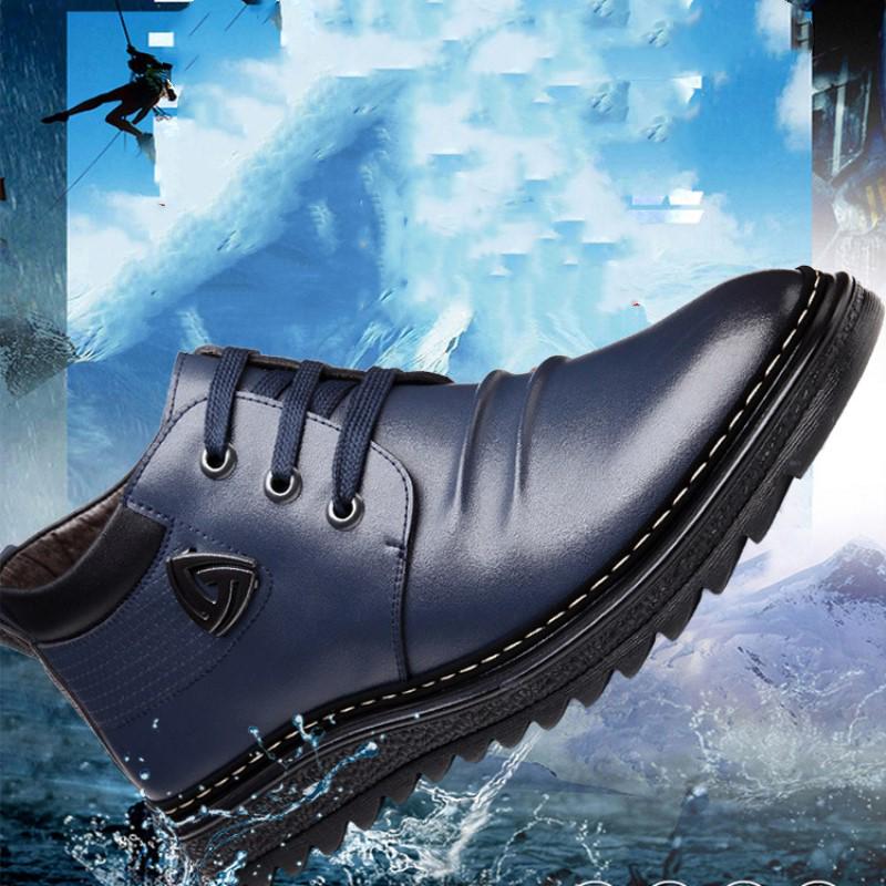 Men's Shoes, Leather Shoes, Thick Bottom and Velvet Thickening Retro Trend Boots