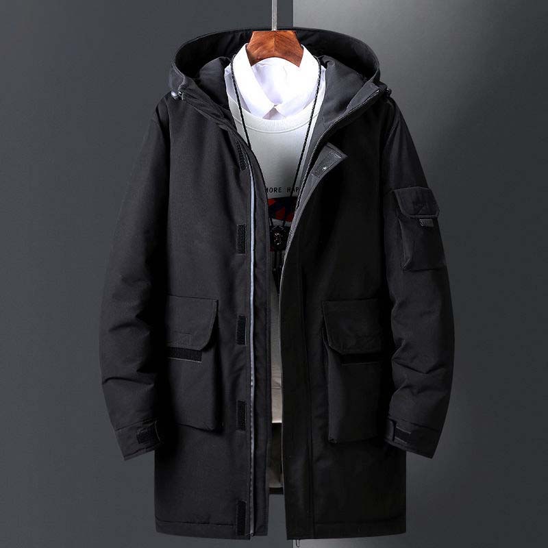 Winter Men's Down Jacket Mid-length Warm and Thick Hooded Jacket