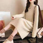 Autumn and Winter Round Neck Loose Dress All-match Knee-thick Knit Bottoming Skirt Solid Color Long Warm Sweater