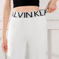Impermeable White Ice Silk Wide-leg Pants Female High-waist Drape Letter Waist Summer Loose and Thin Chiffon Straight Trousers