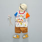 Cartoon Children's Summer Cute Set Pullover Top Short Sleeve T-shirt Shorts Boys Girls Two Piece Suit