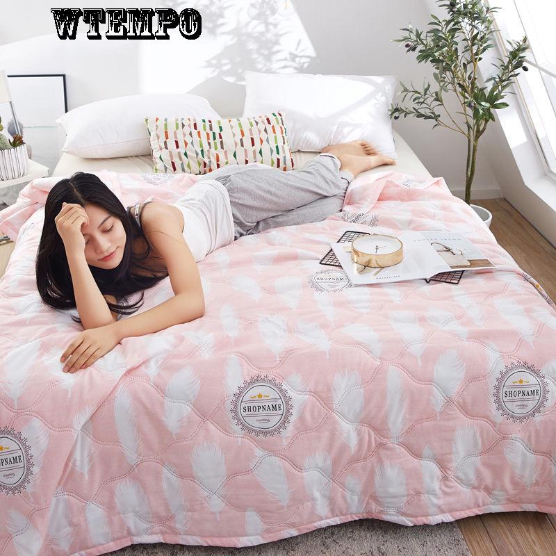 WTEMPO Comfortable Summer Cool Quilt Fashion Cartoon Print  Dormitory Quilt Air Conditioning Was