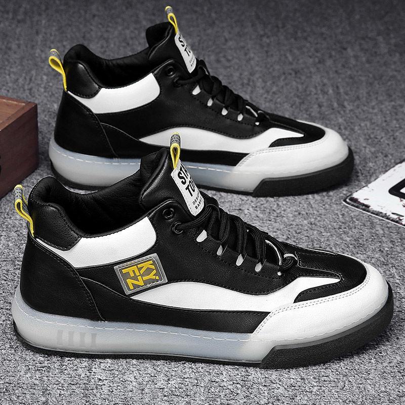Summer Men's Breathable Heighten Shoes Trendy High Top Men's Tennis Shoes Sports and Leisure Student Basketball Board Shoes