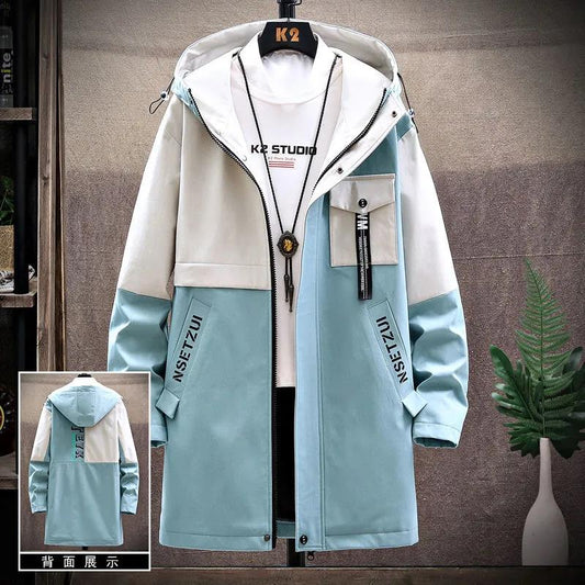 Campus Trend Windbreaker Men Hooded Coat Casual Loose Jacket Comfortable Top for Young Students