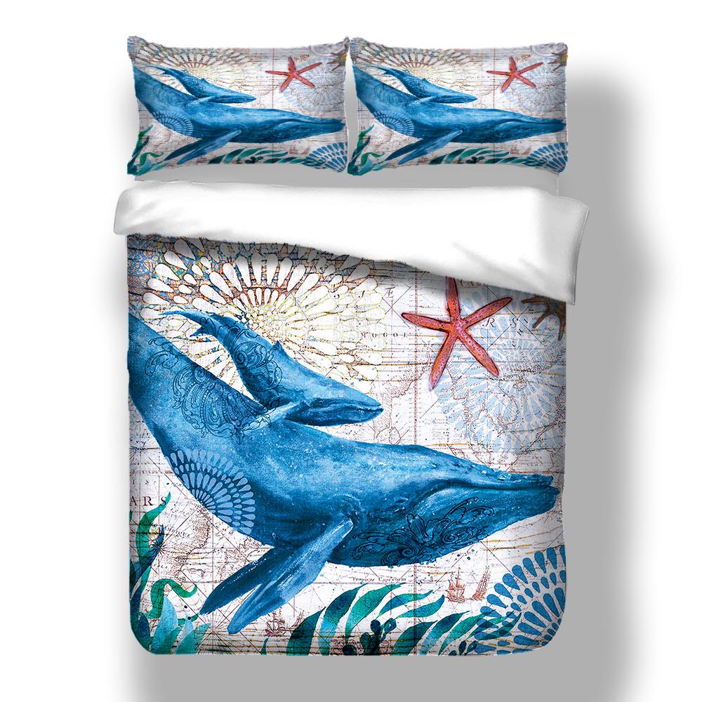 3D Whale Bedding Set Duvet Cover Sets for Twin Full Queen Size Bed Bedline Home Textile