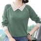 Spring and Autumn Pullover Loose Sweater Simple Long-sleeved Large Size Bottoming Shirt Casual Middle-aged Women Sweater