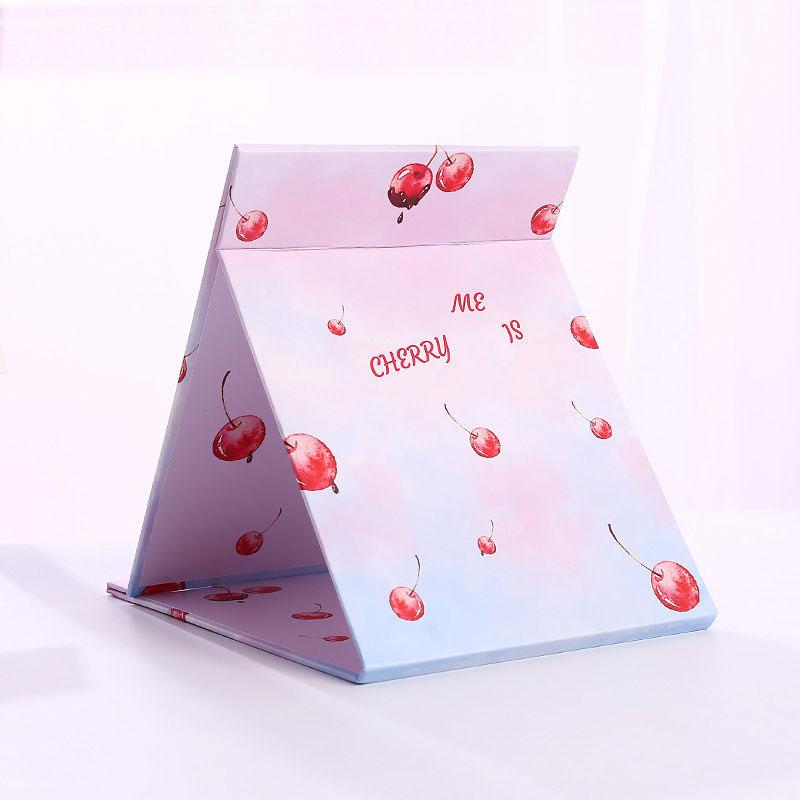 Fruit Pattern Makeup Mirror Folding and Portable HD Paper Rectangular Travel Bedroom Dressing Table