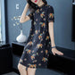 Summer Temperament Lace Stitching Dress Loose Large Size Round Neck Short Sleeve Mid-length Dress