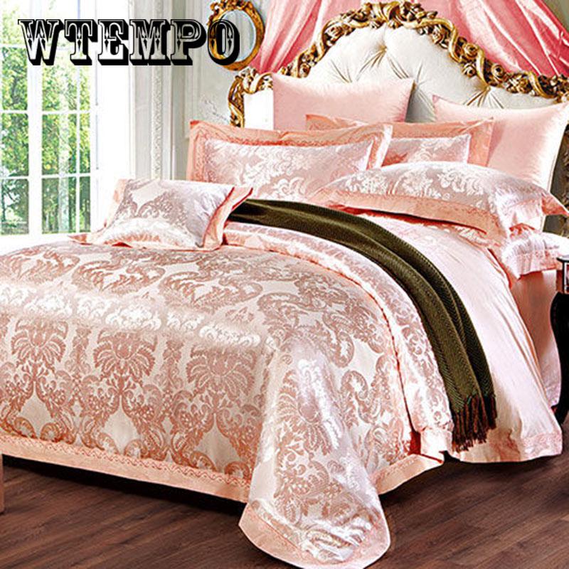Jacquard Bedding Set Luxury Satin Bed Set Duvet Cover King Queen Bedclothes Bed Linen Sets