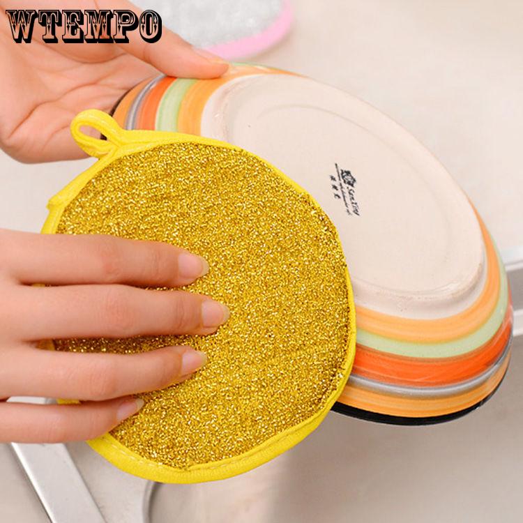 Sponge Round Shape Double-sided Dish Washing Sponge Cleaning Dishwashing Towel Kitchen Tool