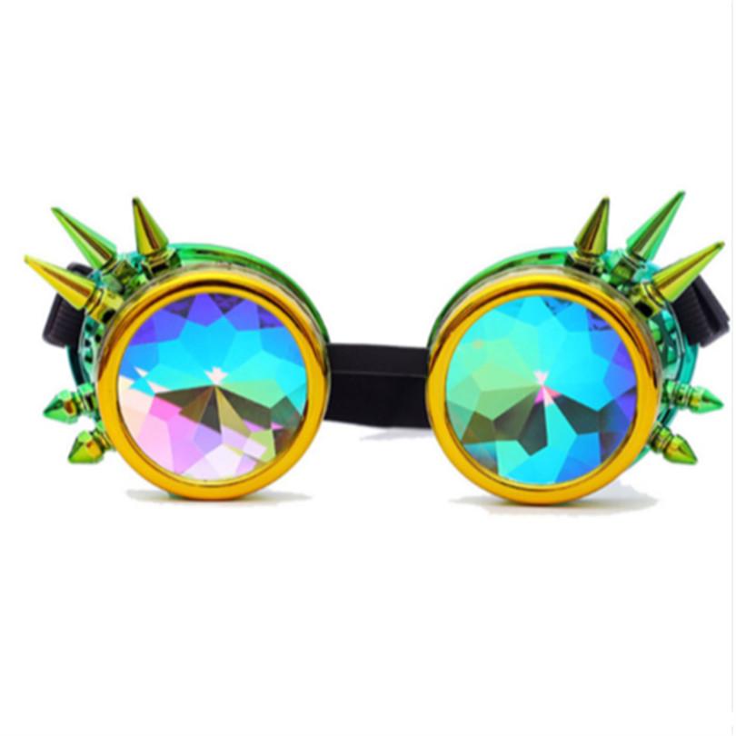 NEW Gothic Holographic Rave Festival Kaleidoscope Glasses Steampunk Sunglasses Goggles Men Women Cos