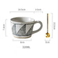 Japanese Style Stoneware Mug Ins Wind Net Red Coffee Cup Large Capacity Ceramic Breakfast Cup Household Water Cup with Spoon