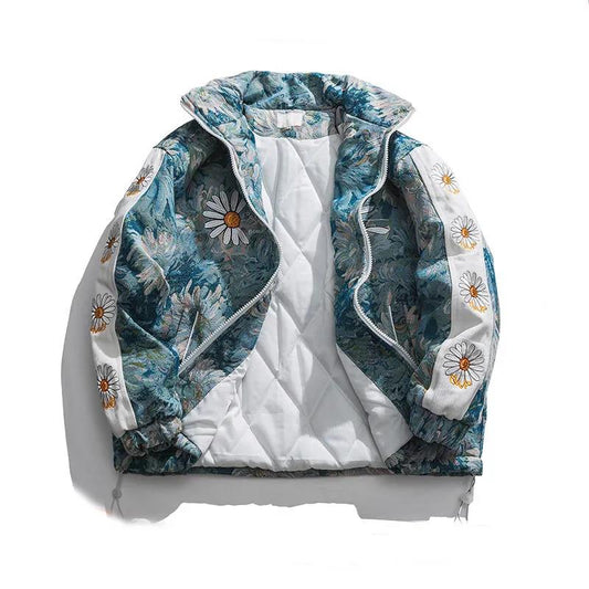 Winter Hip Hop Stand Collar Cotton Padded Jacket Male Student BF Style Cotton Padded Jacket Thickened Jacket Warm Down Jacket