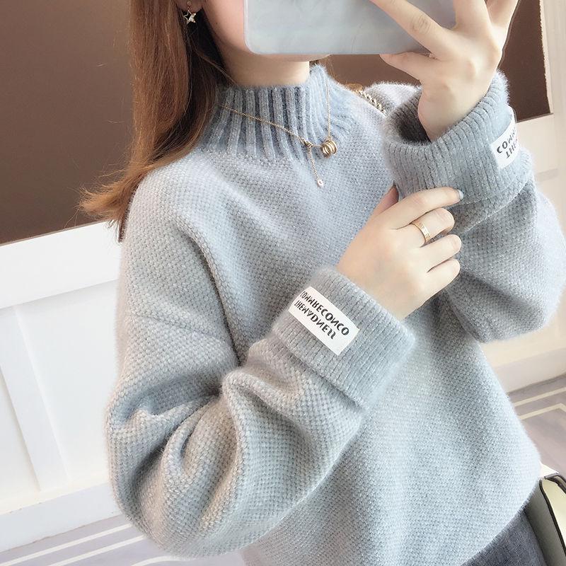 Long sleeve high collar sweater Knitting Sweater Women's Autumn and winter Bottoming shirt Wild
