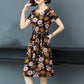 French Plus Size Dress Spring Summer  Women  New All-match Fashion Stitching Solid Color Pleated Pleated Dress