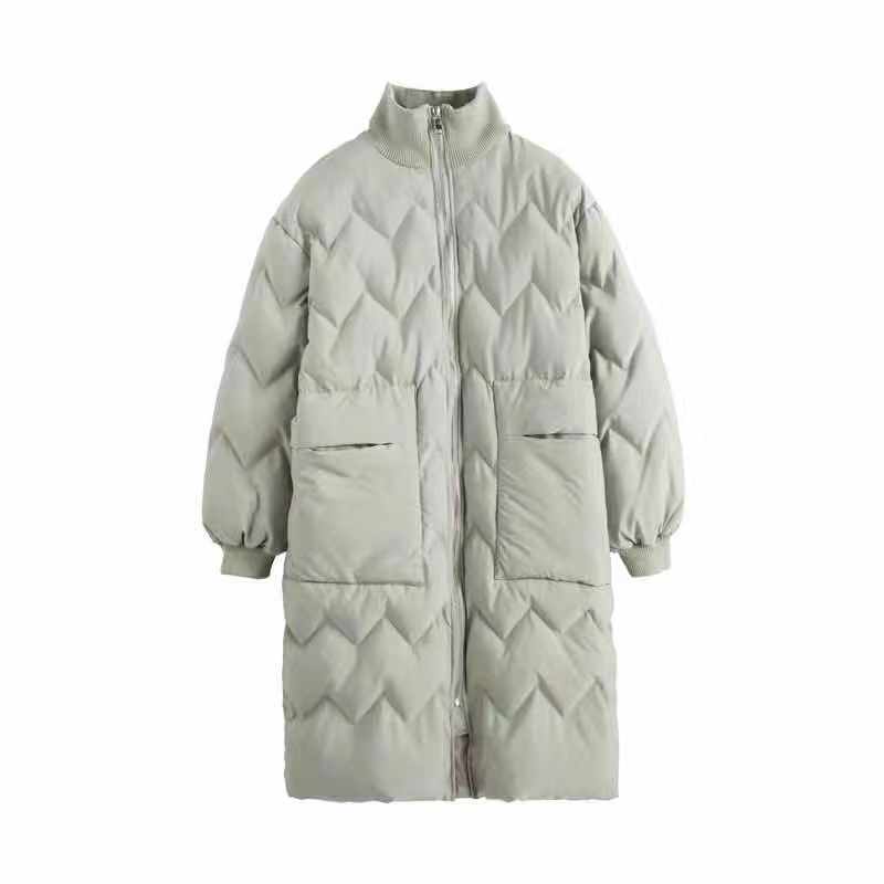 Women's Cotton-padded Jacket Over The Knee Mid-length Stand-up Collar Bread Jacket Down Coat Cotton-padded Jacket
