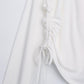Short Solid Color Long Sleeve T-Shirt Female Student Drawstring Sling Long Sleeve Top Women