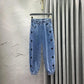 Embroidered Heart Harem Jeans Women's Spring and Autumn Denim Trousers High Waist Elastic Large Size Loose Casual Denim Pants