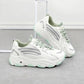 Women's Mesh Breathable Sneakers Leather Shoes Thick-soled White Shoes Casual Shoes Lightweight and Comfortable Student Shoes