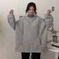 Winter Hoodies Turtleneck Pullover Sweatshirts Oversized Loose Casual Harajuku Tracksuit Fleece Warm Top Clothes Women Sport Shirts Knitted Collar