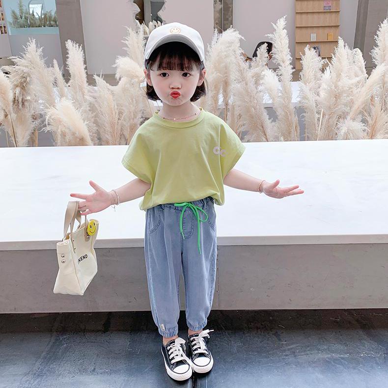 Girls and Boys Spring and Autumn Jeans Thin Casual Pants Solid Color Loose Anti-mosquito Pants Beam Pants
