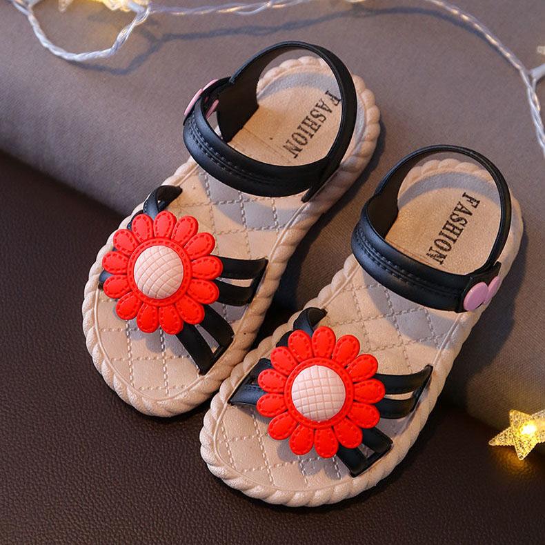 Children's Summer Outdoor Cool Shoes Girl's Large Size Color Matching Soft Sole Flower Sandals