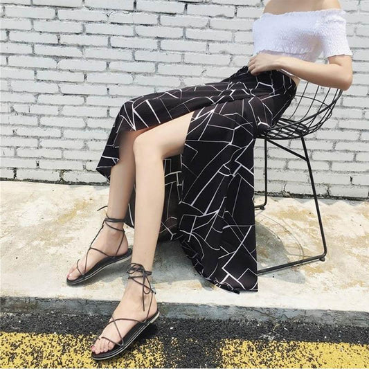 Half-length Skirt Women's Chiffon One-piece Mid-length Irregular Floral Seaside Holiday Wrap Skirt