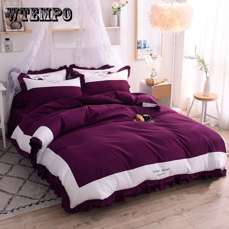New  princess Bedding set 100% Cotton Twin Queen size Bed sheet/Linen Duvet cover set