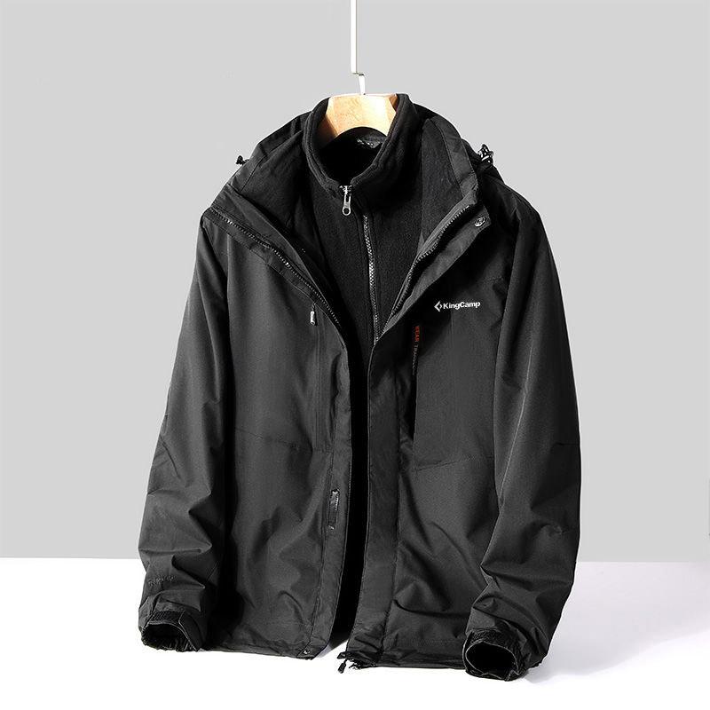 Jacket Men's Three-in-one Thickening Outdoor Sports Windbreaker Jacket Plus Velvet Waterproof Mountaineering Suit
