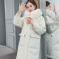 Down Jacket Women's Winter Fashion All-match Thick Mid-length Coat Loose Thin Section with Fur Collar