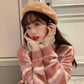 Pofulove Women's long sleeve sweater women Mori Sweet and Cute Stripe Korean Simple Loose