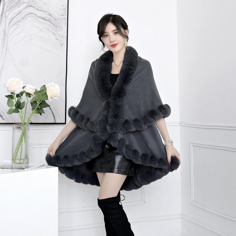 Double-layer Soft Plush Noble Luxury Shawl Autumn Winter Cute Body Cardigan Loose Cloak Wrap Thick Knitted Jacket Fur Shawl Solid Mantle Shawl