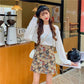 Autumn and Winter Retro Style Printed Bear Skirt Building High Waist Hair A Word Skirt Student Bag Hip Hip Short