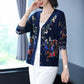 Autumn and Winter Ladies Cardigan Printed Lazy Knit Sweater Fashion V-neck Jacket Cardigan Sweater