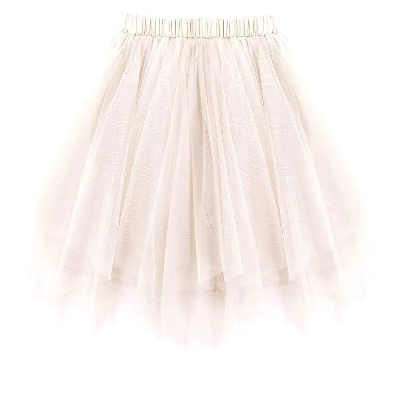 Autumn Spring Summer Casual Girls Summer Thin Mesh Skirt Korean Irregular Short Skirt Pleated Skirt Tutu Skirt