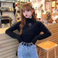 Pofulove Half-high Collar Plus Velvet Winter New Students Slim Warm Inner Long-sleeved Women