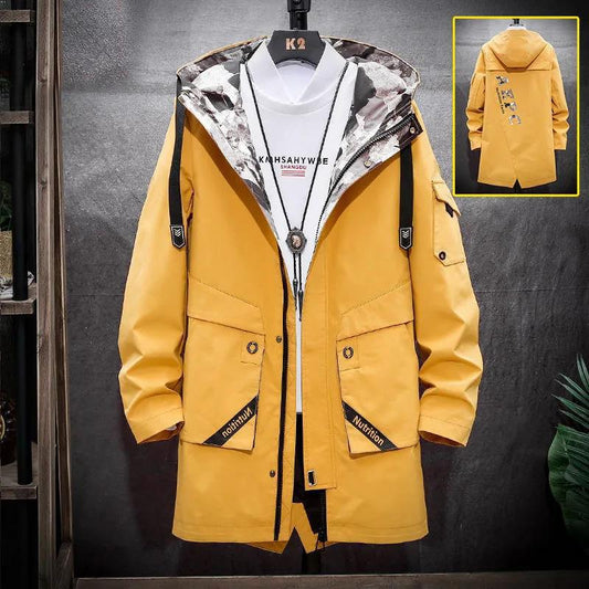 Large Size Jacket Men Hooded Workwear Spring Casual Loose Coat Soft and Comfortable Windbreaker Long