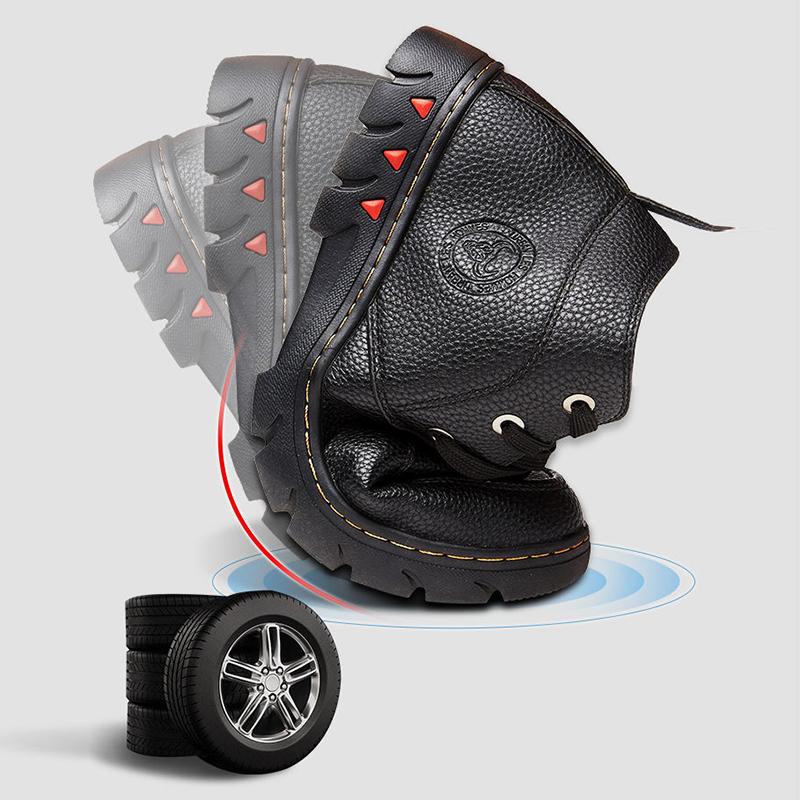 Men's Winter Cotton Shoes Leather Wool Fur Integrated Warm Cotton Leather Shoes Non-slip Dad Shoes