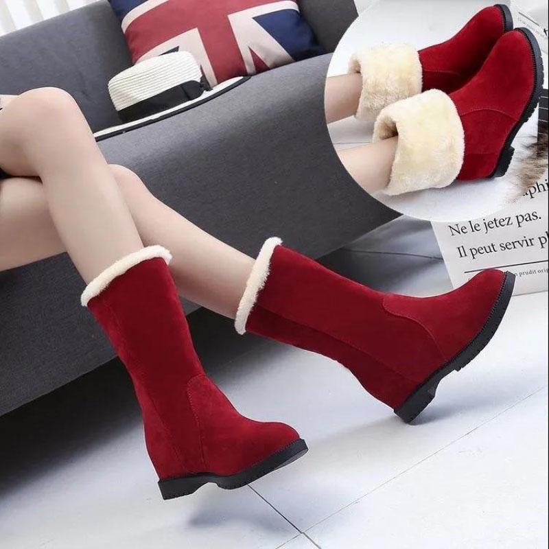 Winter Anti-skiing Boots Korean Women's Mid-tube Plus Velvet Thick Warm Shoes Comfortable Cotton Boots
