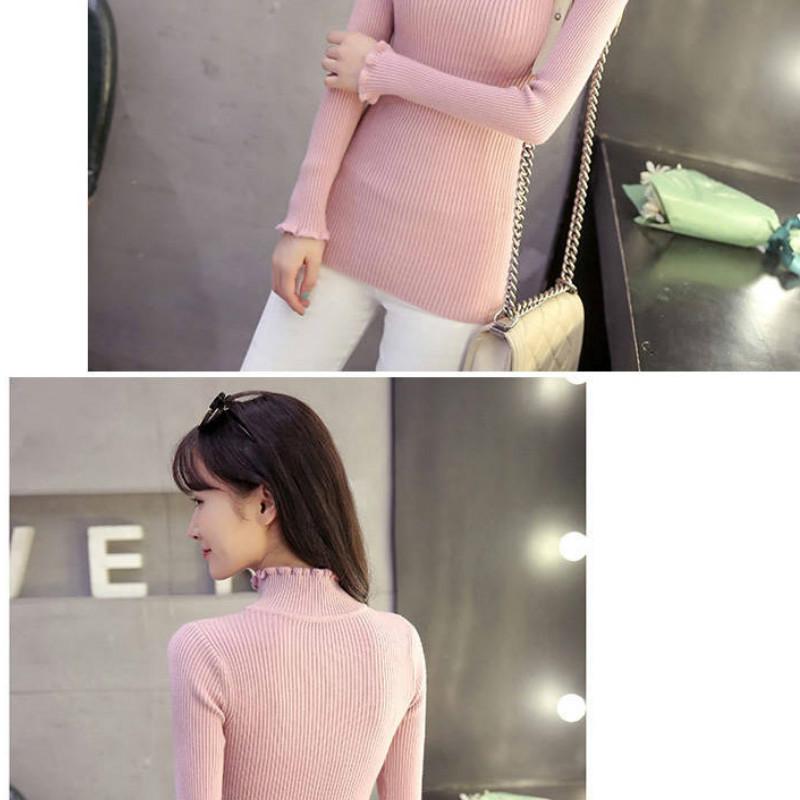 Turtleneck Solid Color Sweater Women's Long-sleeved Pullover Slim Sweater Bottoming Shirt