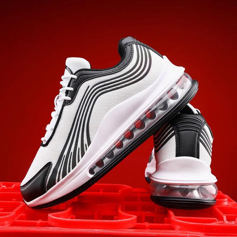 Shoes Men's Air Cushion Heightening Shoes Large Size Shock-absorbing Reflective Men's Shoes Student Sports Running Shoes