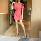 Send A Belt T-shirt Female Mid-length Short-sleeved Loose All-match T-shirt Dress Solid Color Students