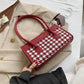 Check Pattern Handbag PU Leather Armpit Bag for Women Shoulder Lady Simple Elegant Baguette Bag