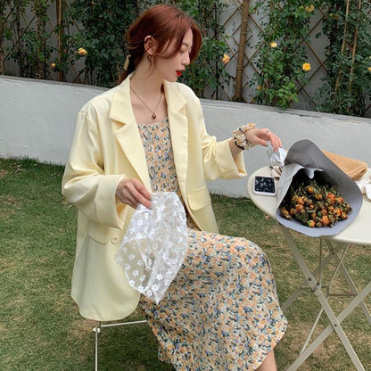 Casual Mid-length Loose Thin Blazer Women All-match Chiffon Suit Jacket Ladies Loose Casual Jacket Temperament Blazer