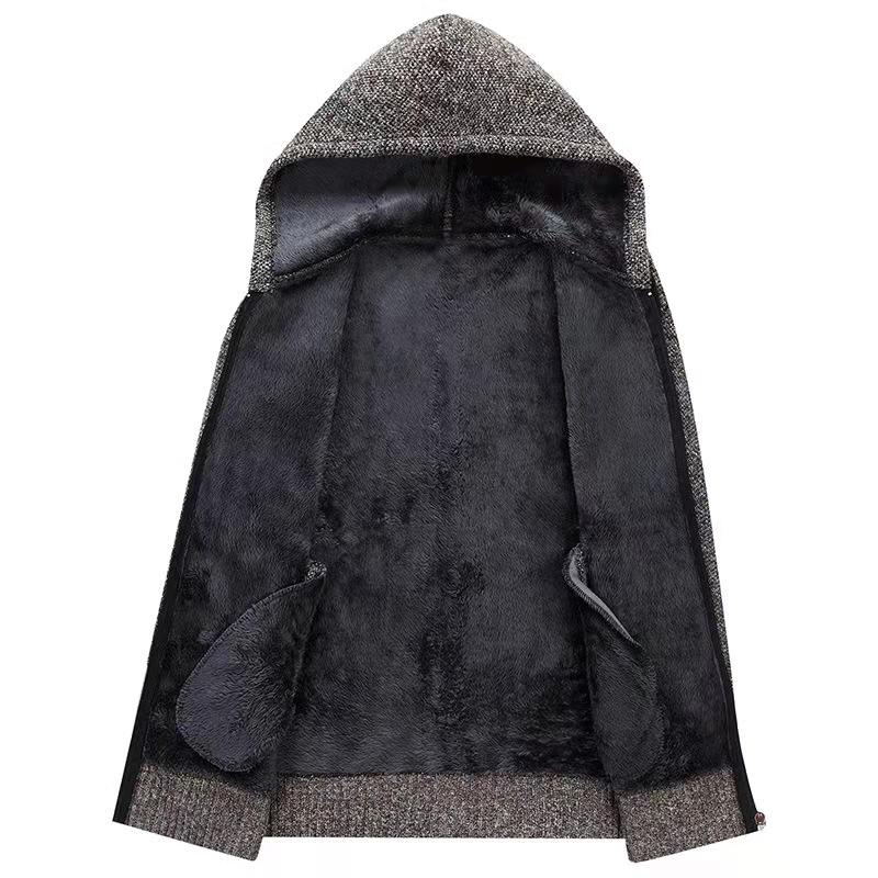 Autumn and Winter Men's Plus Velvet Knitted Cardigan Zipper Sweater Jacket Large Size Loose Knitted Cardigan Jacket Jacket