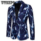 Fashion Jacquard Print Slim Jacket Men's Casual Business Party Wedding Blazer